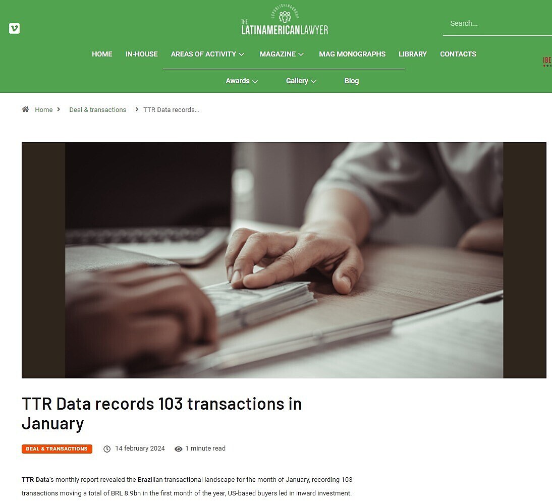 TTR Data records 103 transactions in January